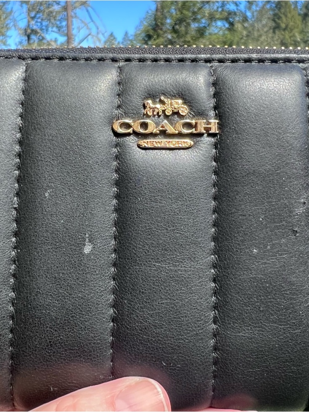 COACH Long Zip-Around Wallet Black Quilted Nappa Leather w Gold Hardware C4454 - Picture 8 of 14